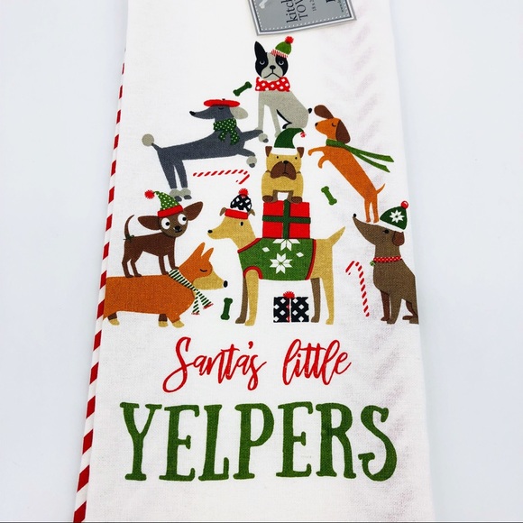 NWT Santa's Little Yelpers Dog Kitchen Christmas Holiday Dish Towel - Picture 4 of 7